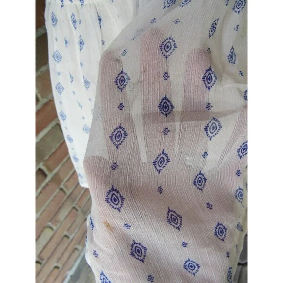 Old Navy Waist-Defined Printed Dolman-Sleeve Top White Geo Women's S - Picture 9 of 16